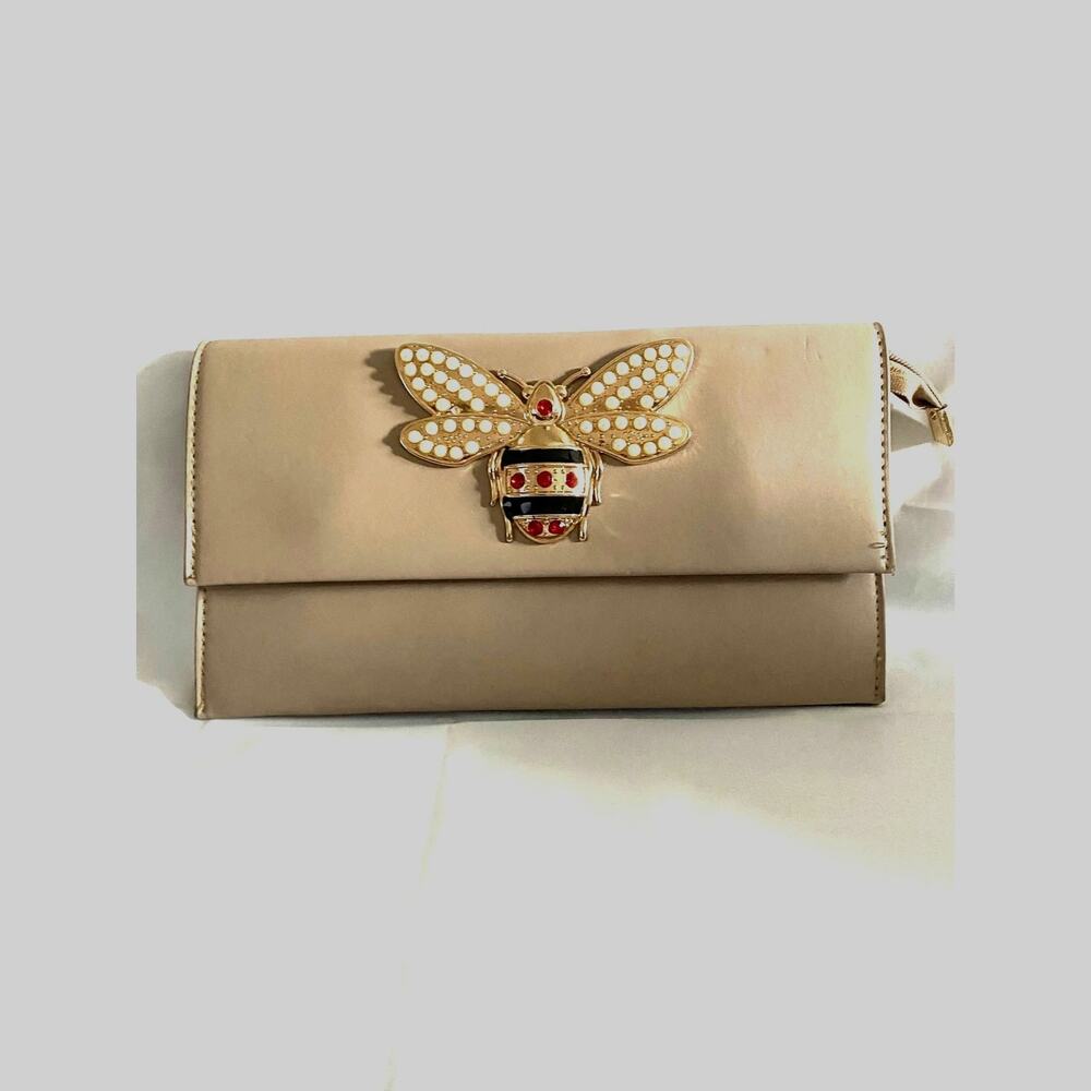 Bam Forever Clutch,  Butterfly Art, Leather, 3 Sections